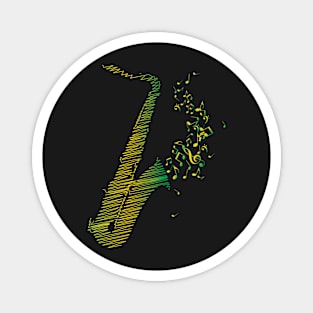 Creative Saxophone Art - Green Mix Magnet